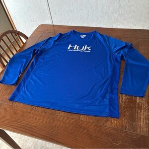 Huk Performance Fishing Shirt Men’s XXL Vented Blue Long Sleeve